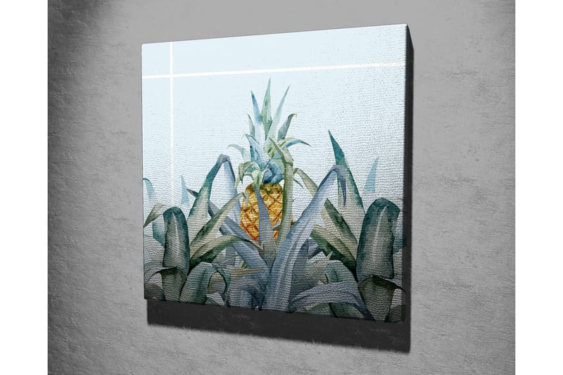 Lærredsbillede - Ananas omgivet af grønne planter - Grøn / Gul / Blå - Boligtilbehør - Billeder & kunst - Billeder på lærred