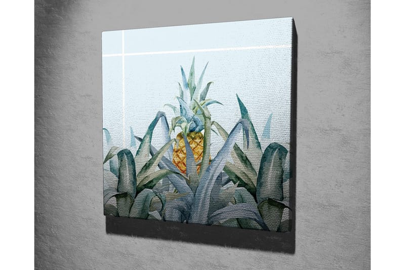 Lærredsbillede - Ananas omgivet af grønne planter - Grøn / Gul / Blå - Boligtilbehør - Billeder & kunst - Billeder på lærred