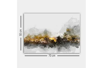 Lærredsbillede - Atmosfærisk landskabsudsigt med silhuetter af træer mod en dramatisk himmel - Grå / Brun / Sort - Boligtilbehør - Billeder & kunst - Billeder på lærred