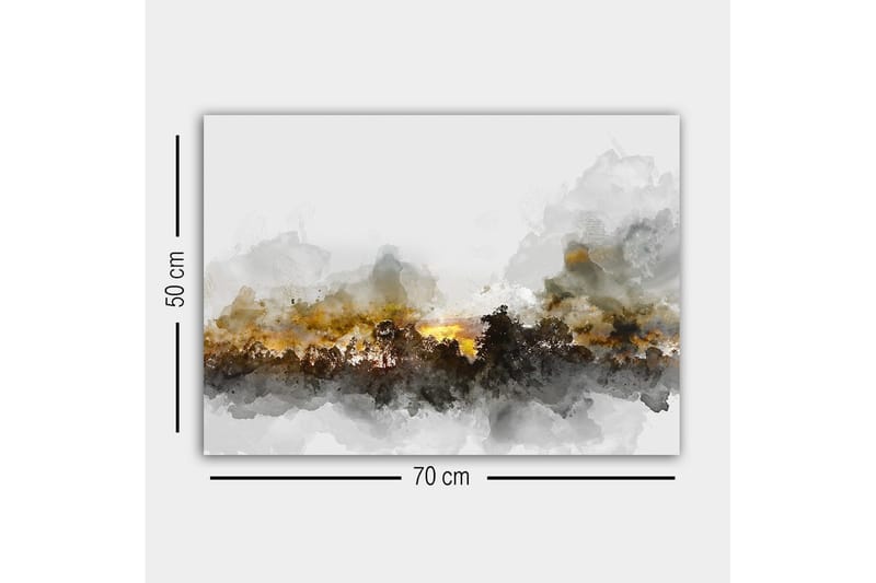 Lærredsbillede - Atmosfærisk landskabsudsigt med silhuetter af træer mod en dramatisk himmel - Grå / Brun / Sort - Boligtilbehør - Billeder & kunst - Billeder på lærred