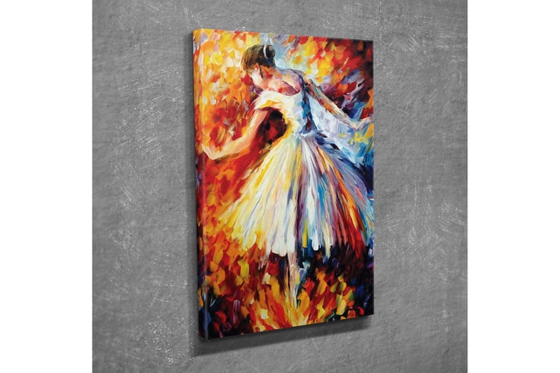 Lærredsbillede - Dansende ballerina i et farverigt miljø - Rød / Gul / Hvid - Boligtilbehør - Billeder & kunst - Billeder på lærred
