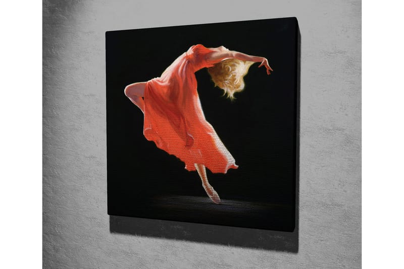 Lærredsbillede - Dansende figur i en rød kjole - Rød / Beige / Sort - Boligtilbehør - Billeder & kunst - Billeder på lærred