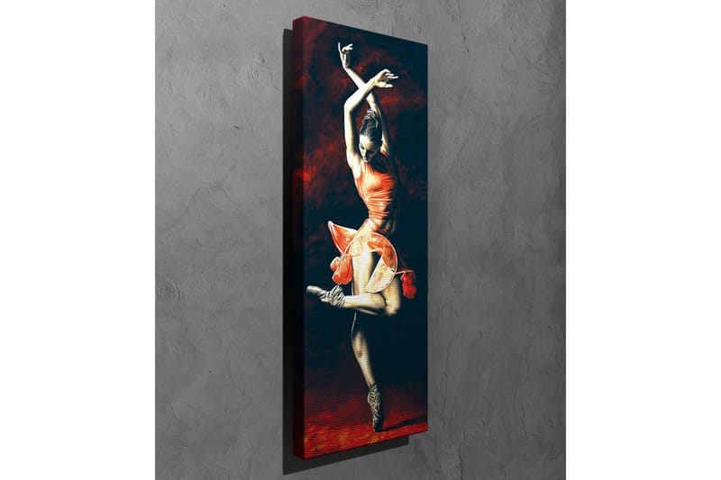 Lærredsbillede - Dansende kvinde i en rød kjole - Rød / Sort / Beige - Boligtilbehør - Billeder & kunst - Billeder på lærred