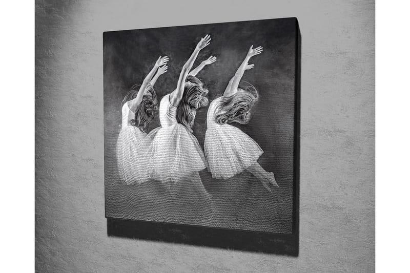 Lærredsbillede - Dansende kvinder i hvide kjoler - Hvid / Sort / Grå - Boligtilbehør - Billeder & kunst - Billeder på lærred
