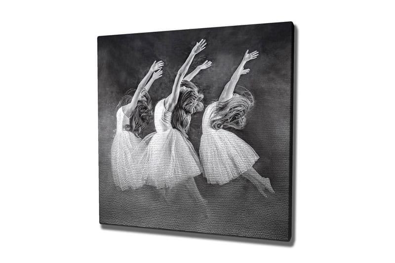 Lærredsbillede - Dansende kvinder i hvide kjoler, Hvid / Sort / Grå
