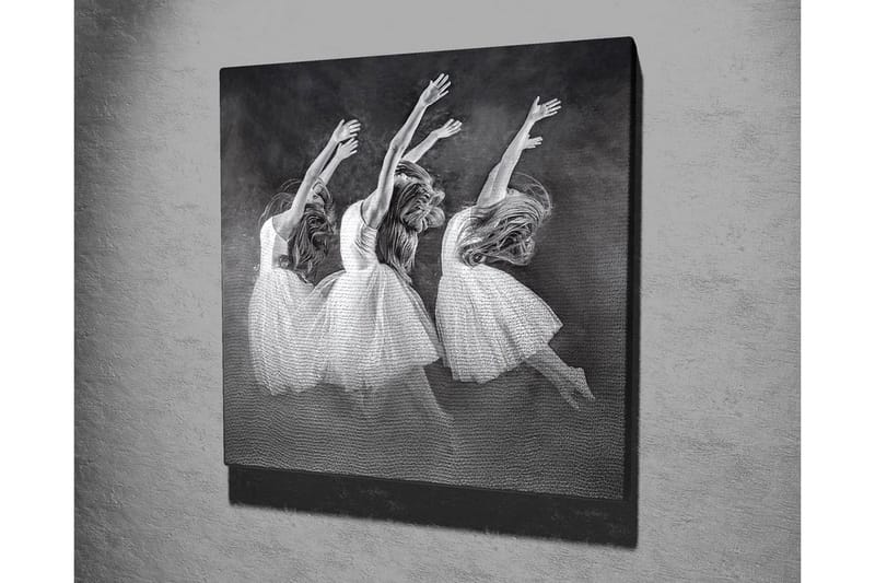 Lærredsbillede - Dansende kvinder i hvide kjoler - Hvid / Sort / Grå - Boligtilbehør - Billeder & kunst - Billeder på lærred