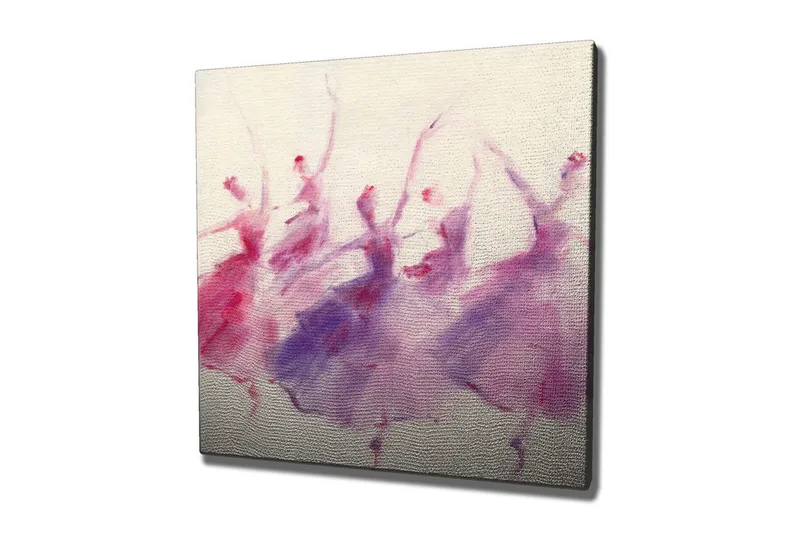 Lærredsbillede - Dansende silhuetter i bløde pastelfarver, Lilla / Lyserød / Hvid