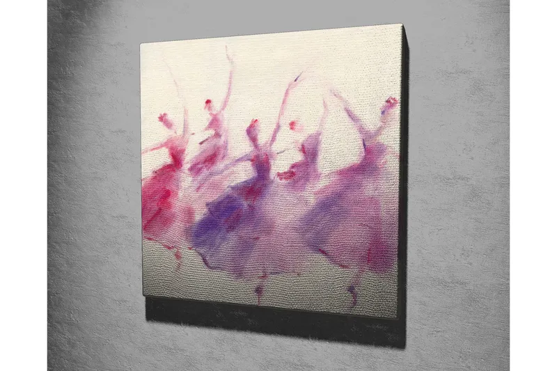 Lærredsbillede - Dansende silhuetter i bløde pastelfarver - Lilla / Lyserød / Hvid - Boligtilbehør - Billeder & kunst - Billeder på lærred