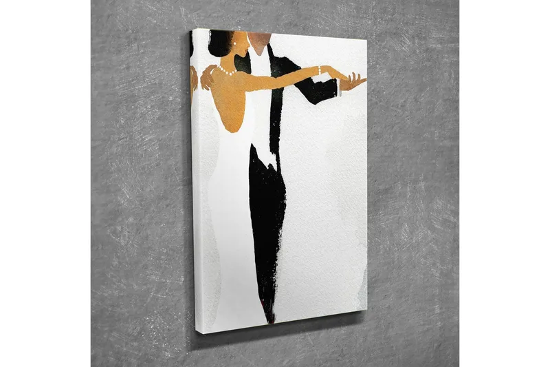 Lærredsbillede - Dansende par i elegant stil - Sort / Hvid / Gylden - Boligtilbehør - Billeder & kunst - Billeder på lærred