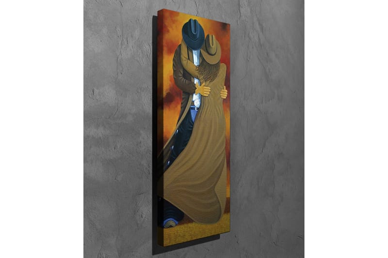 Lærredsbillede - Dansende par i cowboytøj - Brun / Orange / Sort - Boligtilbehør - Billeder & kunst - Billeder på lærred