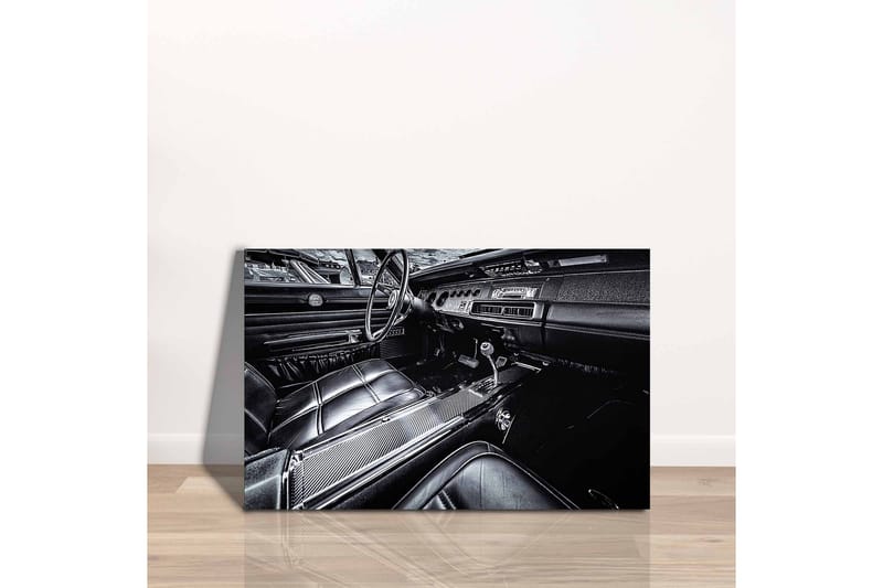 Lærredsbillede - Detaljeret interiør af en klassisk bil - Sort / Grå - Boligtilbehør - Billeder & kunst - Billeder på lærred