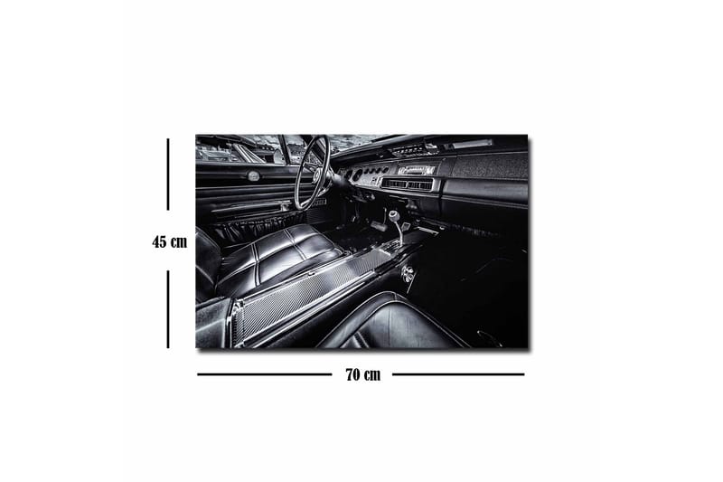Lærredsbillede - Detaljeret interiør af en klassisk bil - Sort / Grå - Boligtilbehør - Billeder & kunst - Billeder på lærred