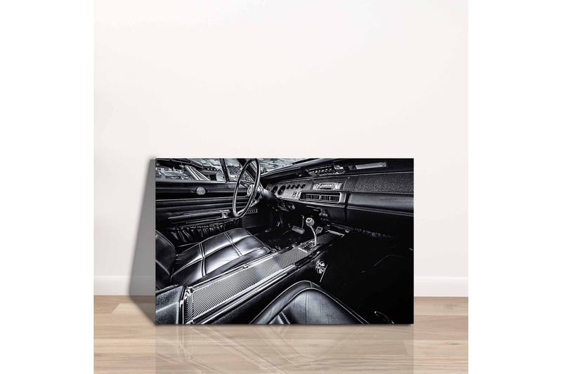 Lærredsbillede - Detaljeret interiør af en klassisk bil - Sort / Grå - Boligtilbehør - Billeder & kunst - Billeder på lærred