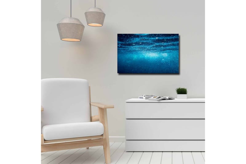 Lærredsbillede - Dybblåt havvand med lysrefleksioner - Mørkeblå / Turkis - Boligtilbehør - Billeder & kunst - Billeder på lærred