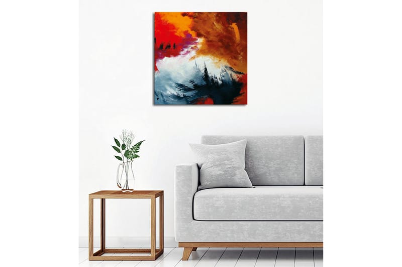 Lærredsbillede - Dynamisk abstrakt komposition med stærke farver - Rød / Sort / Orange - Boligtilbehør - Billeder & kunst - Billeder på lærred