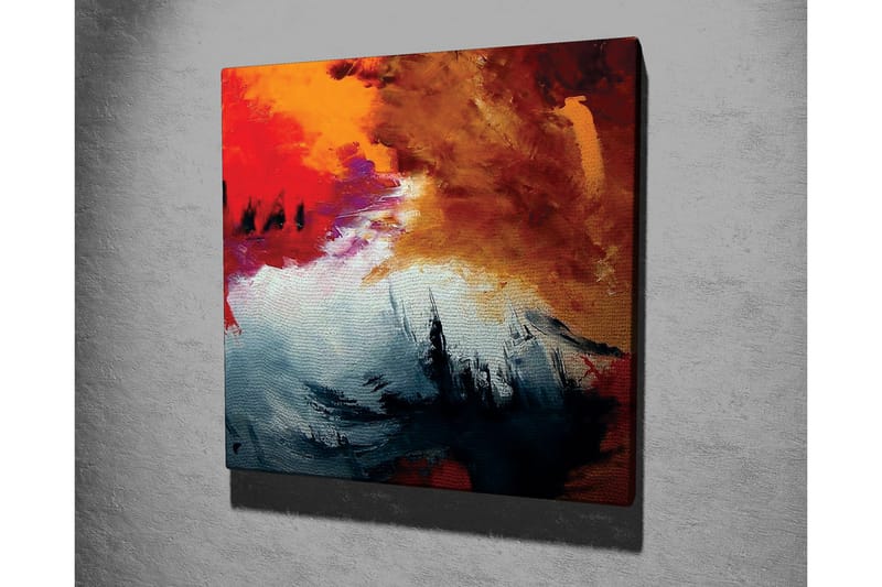 Lærredsbillede - Dynamisk abstrakt komposition med stærke farver - Rød / Sort / Orange - Boligtilbehør - Billeder & kunst - Billeder på lærred