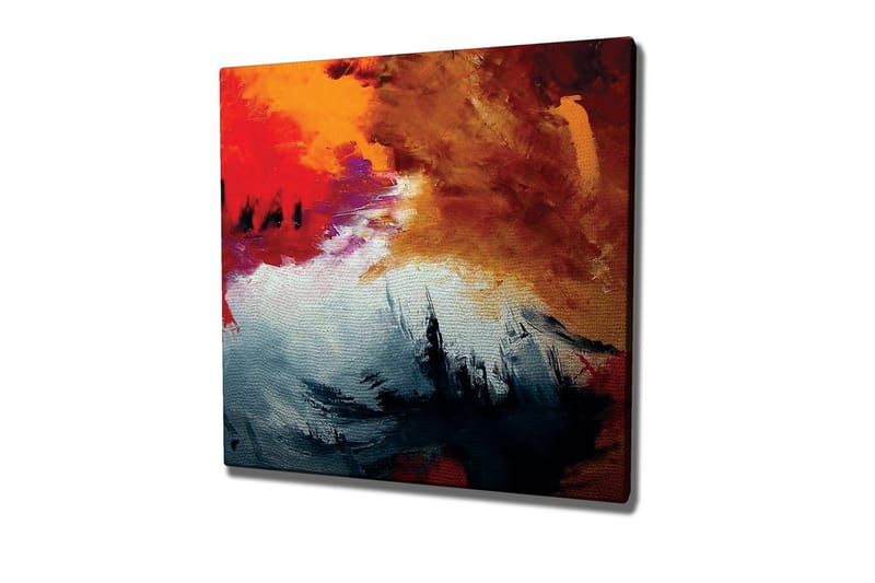 Lærredsbillede - Dynamisk abstrakt komposition med stærke farver, Rød / Sort / Orange