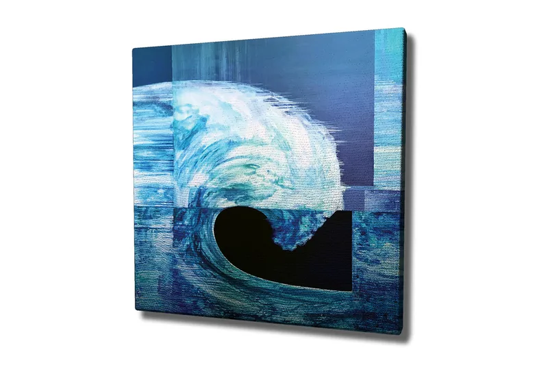 Lærredsbillede - Dynamisk bølge i forskellige blå nuancer, Mørkeblå / Lyseblå / Turkis