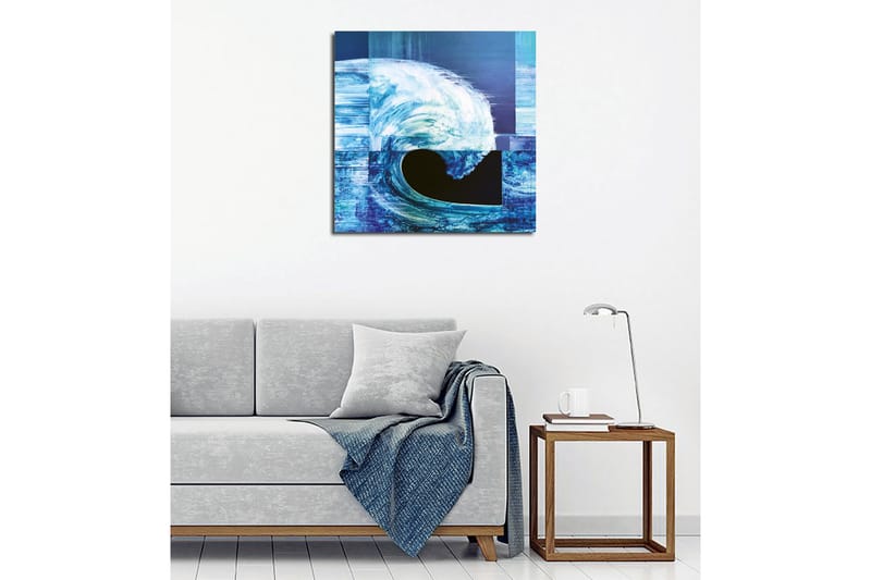 Lærredsbillede - Dynamisk bølge i forskellige blå nuancer - Mørkeblå / Lyseblå / Turkis - Boligtilbehør - Billeder & kunst - Billeder på lærred