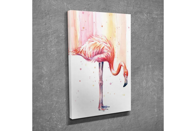 Lærredsbillede - Elegant flamingo i pastelfarver - Lyserød / Abrikos / Sort - Boligtilbehør - Billeder & kunst - Billeder på lærred