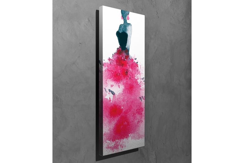 Lærredsbillede - Elegant kvinde i en farverig kjole - Mørkeblå / Cerise / Pink - Boligtilbehør - Billeder & kunst - Billeder på lærred