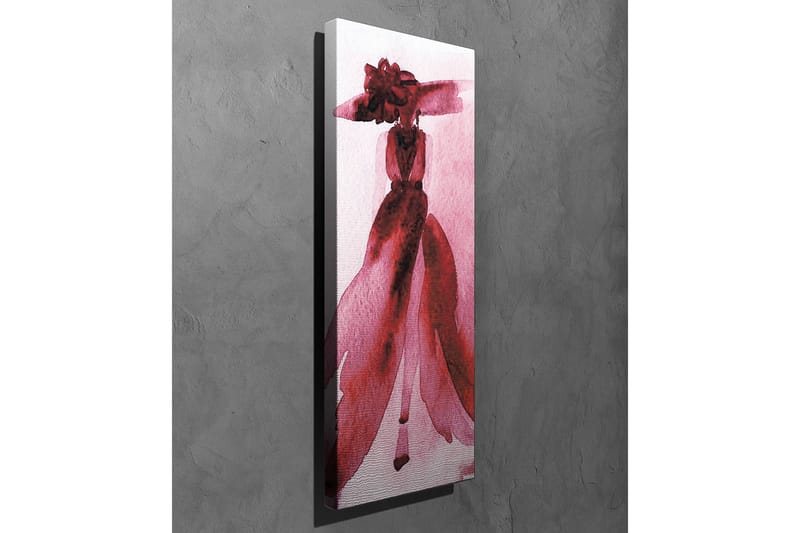 Lærredsbillede - Elegant kvinde i rød kjole med stor hat - Rød / Lyserød - Boligtilbehør - Billeder & kunst - Billeder på lærred