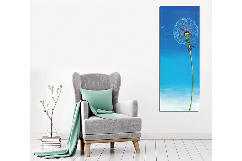 Lærredsbillede - Følfod med blå baggrund - Blå / Grøn / Hvid - Boligtilbehør - Billeder & kunst - Billeder på lærred