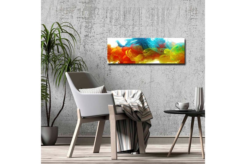 Lærredsbillede - Farverig abstrakt komposition af flydende farvestråler - Blå / Orange / Gul - Boligtilbehør - Billeder & kunst - Billeder på lærred