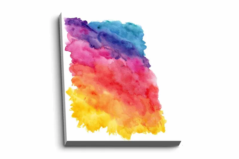 Lærredsbillede - Farverig abstrakt komposition med bløde overgange, Lilla / Lyserød / Gul