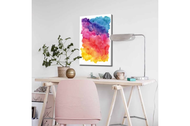 Lærredsbillede - Farverig abstrakt komposition med bløde overgange - Lilla / Lyserød / Gul - Boligtilbehør - Billeder & kunst - Billeder på lærred