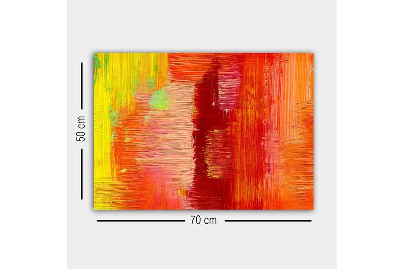 Lærredsbillede - Farverig abstrakt komposition med elementer af rødt og orange - Rød / Orange / Gul - Boligtilbehør - Billeder & kunst - Billeder på lærred