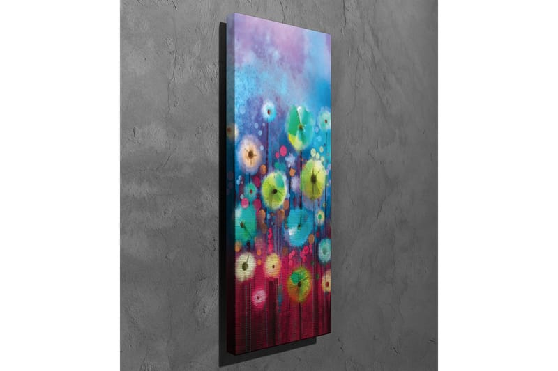Lærredsbillede - Farverig blomstereng med abstrakte blomster - Blå / Grøn / Rød - Boligtilbehør - Billeder & kunst - Billeder på lærred