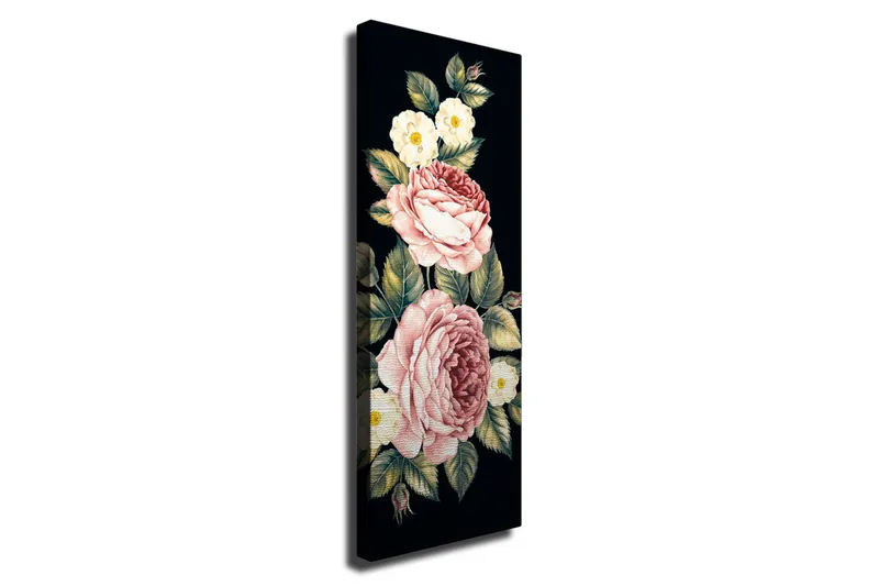 Lærredsbillede - Farverig buket af roser og blomster, Lyserød / Grøn / Hvid