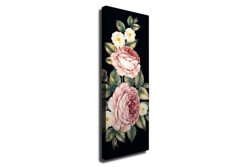 Lærredsbillede - Farverig buket af roser og blomster, Lyserød / Grøn / Hvid