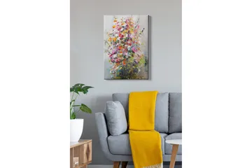 Lærredsbillede - Farverig buket blomster - Lyserød / Gul / Grøn - Boligtilbehør - Billeder & kunst - Billeder på lærred