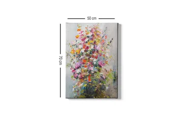 Lærredsbillede - Farverig buket blomster - Lyserød / Gul / Grøn - Boligtilbehør - Billeder & kunst - Billeder på lærred