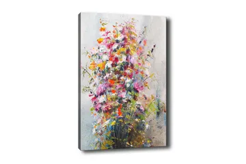 Lærredsbillede - Farverig buket blomster - Lyserød / Gul / Grøn - Boligtilbehør - Billeder & kunst - Billeder på lærred