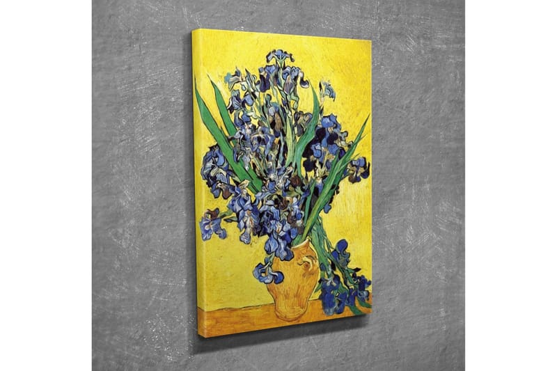 Lærredsbillede - Farverig buket irisblomster i en potte - Blå / Grøn / Gul - Boligtilbehør - Billeder & kunst - Billeder på lærred