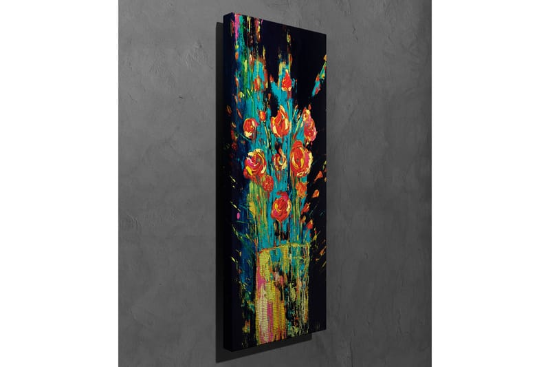 Lærredsbillede - Farverig buket roser i en vase - Rød / Grøn / Gul - Boligtilbehør - Billeder & kunst - Billeder på lærred