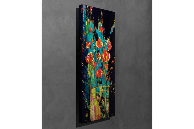 Lærredsbillede - Farverig buket roser i en vase - Rød / Grøn / Gul - Boligtilbehør - Billeder & kunst - Billeder på lærred