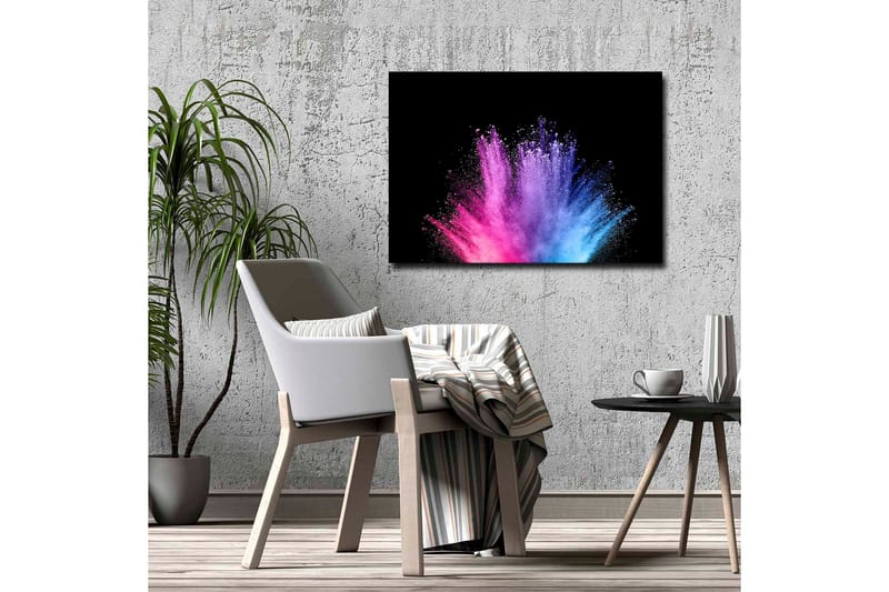 Lærredsbillede - Farverig eksplosion af pulvermaling - Lyserød / Blå / Lilla - Boligtilbehør - Billeder & kunst - Billeder på lærred