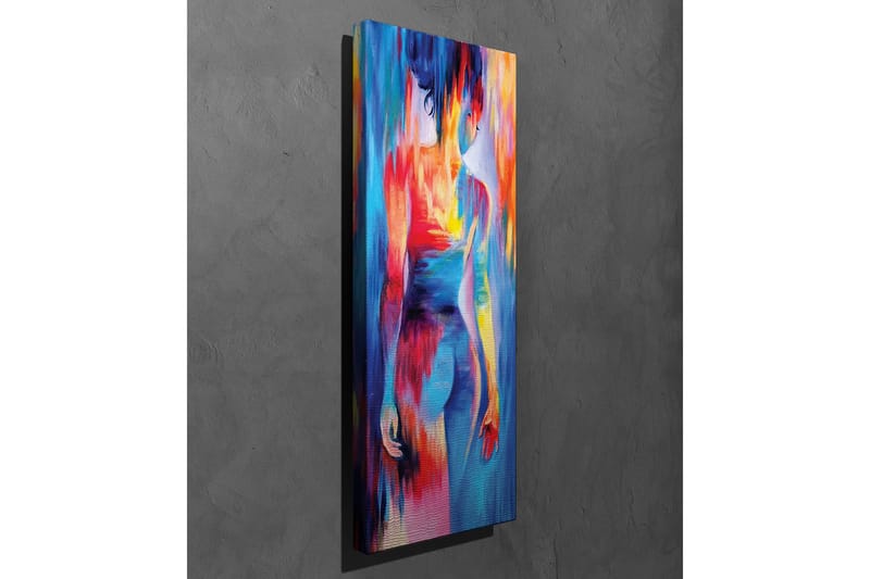 Lærredsbillede - Farverig figur med abstrakte former og bevægelser - Blå / Rød / Gul - Boligtilbehør - Billeder & kunst - Billeder på lærred