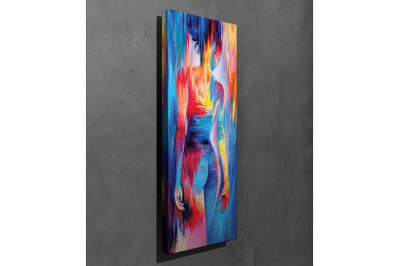 Lærredsbillede - Farverig figur med abstrakte former og bevægelser - Blå / Rød / Gul - Boligtilbehør - Billeder & kunst - Billeder på lærred