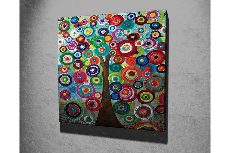 Lærredsbillede - Farverig trækrone med cirkulære former - Grøn / Rød / Blå - Boligtilbehør - Billeder & kunst - Billeder på lærred