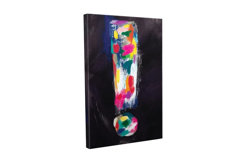 Lærredsbillede - Farverig udråbstegnskomposition, Mørkeblå / Pink / Grøn