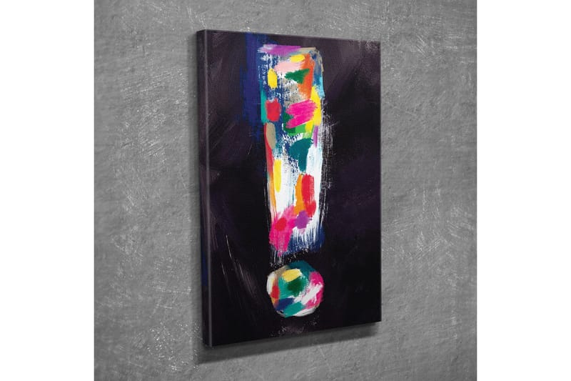 Lærredsbillede - Farverig udråbstegnskomposition - Mørkeblå / Pink / Grøn - Boligtilbehør - Billeder & kunst - Billeder på lærred