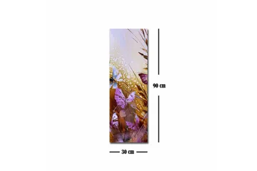 Lærredsbillede - Farverige sommerfugle i et abstrakt naturligt miljø - Lilla / Guld / Blå - Boligtilbehør - Billeder & kunst - Billeder på lærred