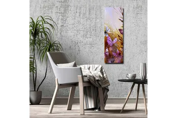 Lærredsbillede - Farverige sommerfugle i et abstrakt naturligt miljø - Lilla / Guld / Blå - Boligtilbehør - Billeder & kunst - Billeder på lærred