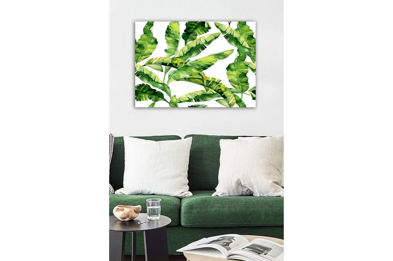 Lærredsbillede - Frodigt løv med tropiske planter - Mørkegrøn / Lysegrøn / Gulgrøn - Boligtilbehør - Billeder & kunst - Billeder på lærred