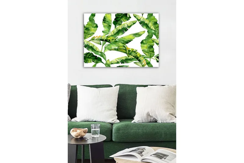 Lærredsbillede - Frodigt løv med tropiske planter - Mørkegrøn / Lysegrøn / Gulgrøn - Boligtilbehør - Billeder & kunst - Billeder på lærred